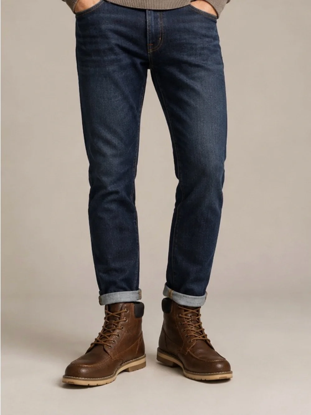 Men's Brown Leather Lace-Up Boots